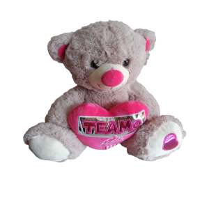 URSO CINZA DE PELÚCIA COM CORAÇÃO