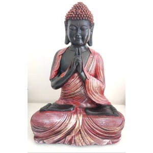 BUDA HINDU VERMELHO ORANDO RESINA