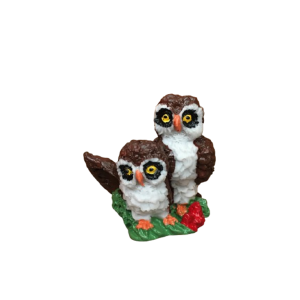 Miniatura Coruja Com Filhote De Resina