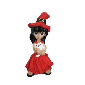 Bruxa Com Gato Decorativa