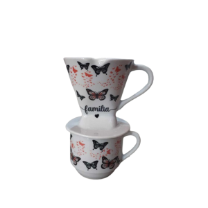 Xícara Com Coador De Porcelana