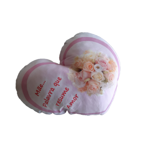 ALMOFADA DE CORAÇÃO- MÃE PALAVRA QUE RESUME AMOR