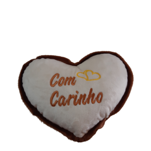 CORAÇÃO DE PELÚCIA MARROM COM CARINHO